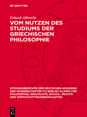cover image of Vom Nutzen des Studiums der griechischen Philosophie